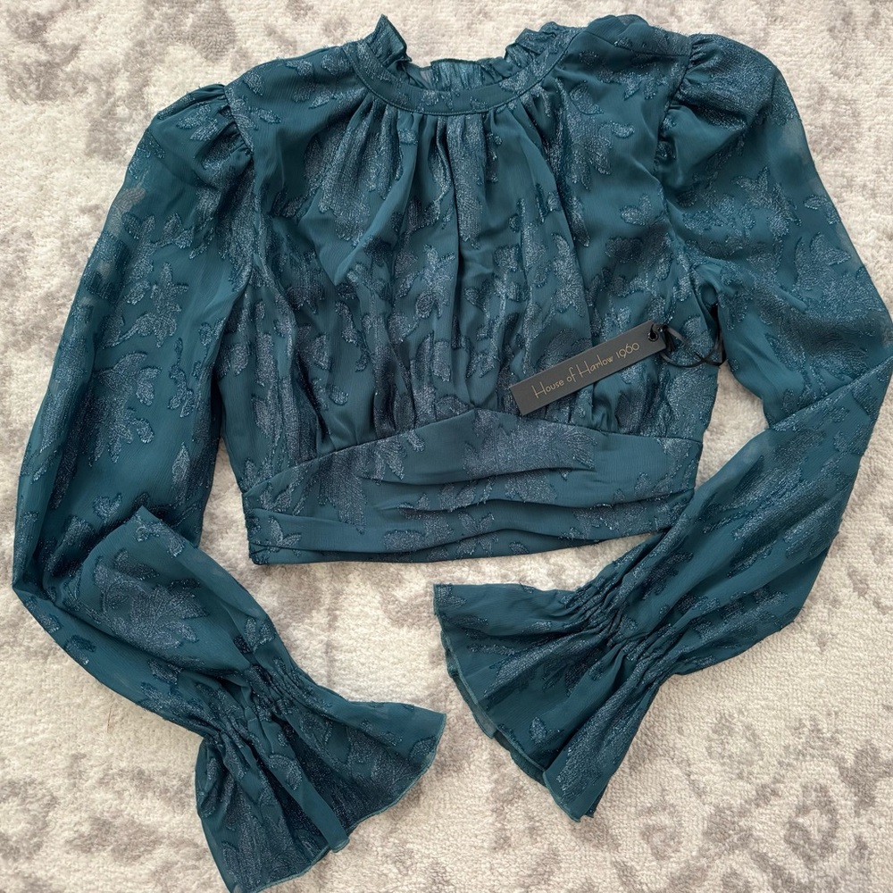 House of Harlow 1960 Emerald Long Sleeve Blouse